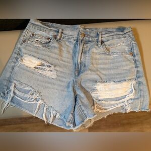 American Eagle Outfitters Light Blue Distressed Jean Shorts
